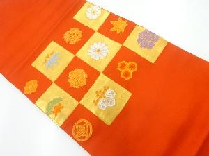 市松に花模様織出し名古屋帯